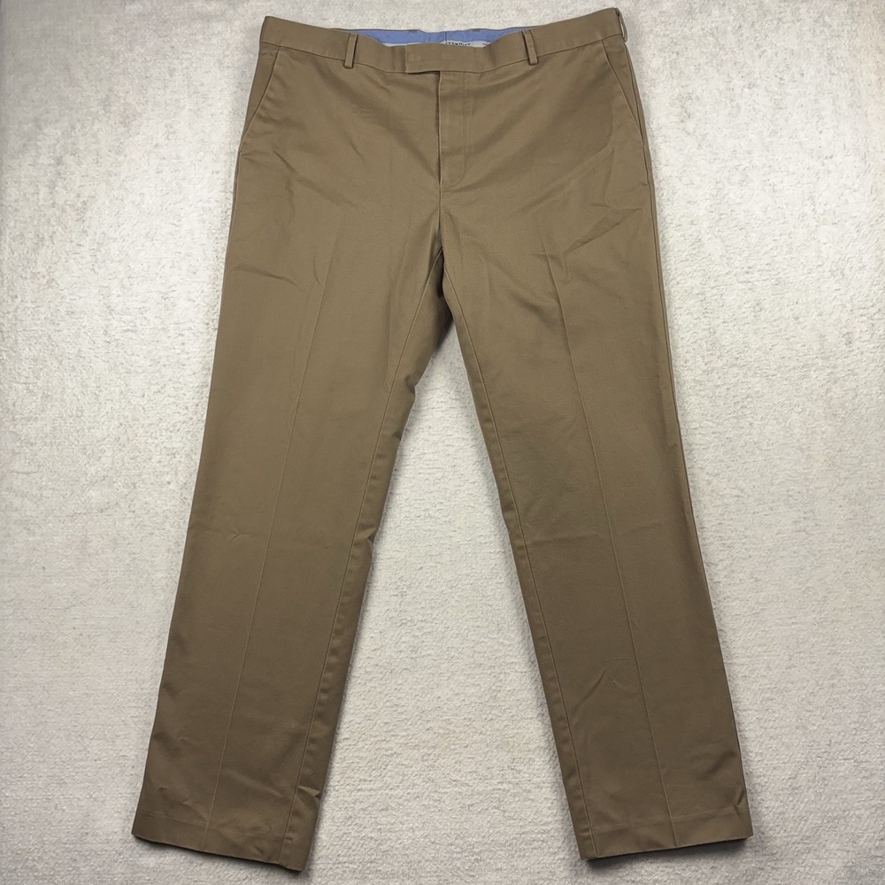 Charles Tyrwhitt Pants Men's 40x32 Brown Pleated Dress 100% Cotton Workwear